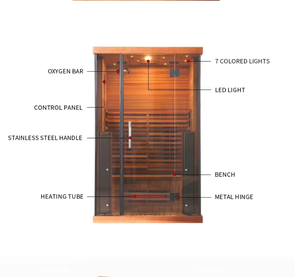 Helius HL-GL200 2-Person Solid Red Cedar Wood <b>Sauna</b> with Transom Windows and Computer Control Panel-Luxury Far Infrared <b>Sauna</b> - Product Image 6