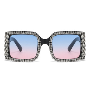 Square <b>Frame</b> Sunglasses With Rhinestone Decoration <b>Black</b> <b>Frame</b> UV400 Protection Unisex Fashion Sunshades - Product Image 5