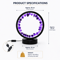 Lampe de table USB à 3 couleurs en cristal d'améthyste naturelle, veilleuse ronde, décoration d'intérieur, cadeau