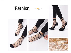 Chaussettes transparentes pour femmes, accessoire de mode, Sexy, en soie, verre cristal, noir, avec décoration, vente en gros - Product Image 6