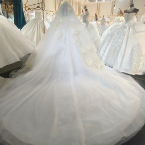 Lsml031 Vestidos de Novia Modernos de Lujo con Flores Bordadas, Cuello en V Regular, Largos hasta el Suelo, Cola de Capilla, Estilo Sirena/Trompeta Princesa - Product Image 2