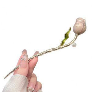 Vintage Chinese Women's Hair Stick Women Elegant Metal Enamel Hair Stick <b>Spring</b> Flower Element Hairpin Hanfu Hair Accessories - Product Image 6