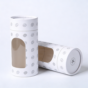 Custom Cylinder Paper <b>Box</b> With <b>Clear</b> Display Window Round Cardboard Tube Packaging For <b>Gift</b> Cosmetic Candle - Product Image 3