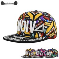 Casquette de baseball unisexe pour enfants Hip-Hop, 100 % polyester, 6 panneaux, réglable, à visière plate, broderie machine, tissu maille, toutes saisons
