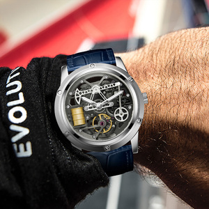 Reloj Mecánico de Esqueleto para Hombre, Automático, con Caja de Acero Inoxidable y Correa de Cuero, Regalo Empresarial - Product Image 2