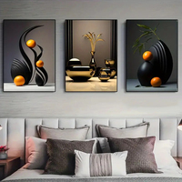 3 pcs/set Posters imprimés sur toile abstraite Sculpture tridimensionnelle Céramique Art mural Poster Abstraits modernes Peintures murales
