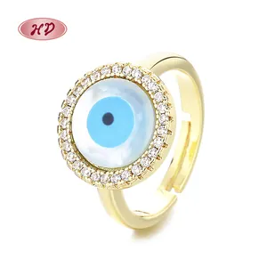 Wholesale Fashion Jewelry Religion Round Cut Brass Gold-Plated Cz Color Eternity Eye Rings For Church Beliefs