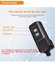 220V-250V 13 ampères IP54 évalué prise britannique de remplacement d'assemblage portable en ligne avec protection contre les surtensions PRCD pour couverture électrique