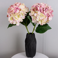 Bunga Hydrangea Buatan Tangkai Tunggal, Bunga Hydrangea Sutra Palsu Kepala Besar untuk Dekorasi Pernikahan, Vas Rumah, Meja, dan Rangkaian Bunga