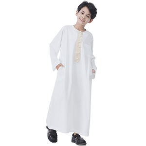Moyen-Orient nouveau modèle adolescent garçons Robe longue Thobe Thawb sud-est asiatique arabe Hui ethnique enfants Abaya Costume Applique bord Thawb - Product Image 6