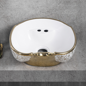 JX013 Meuble de salon moderne de luxe en céramique couleur or, lavabo de coiffure auto-nettoyant avec glaçure pour salle de bain d'hôtel - Product Image 6