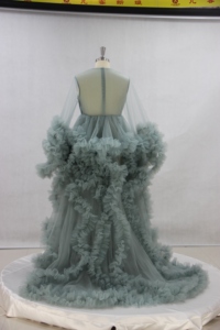 Neue Luxus-Umstandskleider mit Rüschen für Fotoshootings, Stufenröcke, Umstandsmode für Damen, Kleider mit vorderem Schlitz, Wickel-Cape, Bademantel, Nachtwäsche - Product Image 5