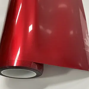 Vinil araç kaplama Film DIY çıkartması süper parlak şeker kırmızı kendinden yapışkanlı düşük Tack tutkal hava kabarcığı ücretsiz UV direnci