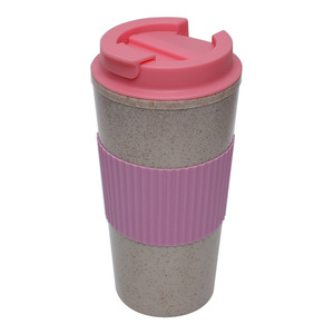 Wheat <b>Straw</b> Coffee <b>Cup</b> 500Ml Portable Eco Friendly Travel Mug With <b>Lid</b> Solid Color Design - Product Image 5