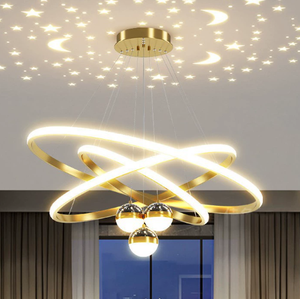 Lampadario LED Rotondo Creativo APCITL Post-moderno con <span class=keywords><strong>Riflessi</strong></span> di Cielo Stellato per Soggiorno, Villa e Ristorante - Product Image 1