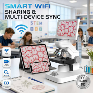 Microscopio Biologico Digitale 1600X con Schermo IPS da <span class=keywords><strong>7</strong></span> Pollici, Messa a Fuoco Precisa Professionale per Studenti e Laboratori Scolastici - Product Image 1