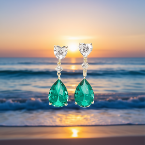 Pendientes de Cristal E1871 con Forma de Gota de Agua Azul Marino, Engaste de Garra, Joyería Clásica para Mujer, Estilo Fiesta - Product Image 2