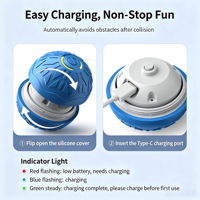 Juguete Inteligente para Gatos, Pelota Interactiva con Rotación Automática, Recargable por USB, con Luces LED y Sensor de Obstáculos, de TPE, para Gatos y Perros, para Interiores