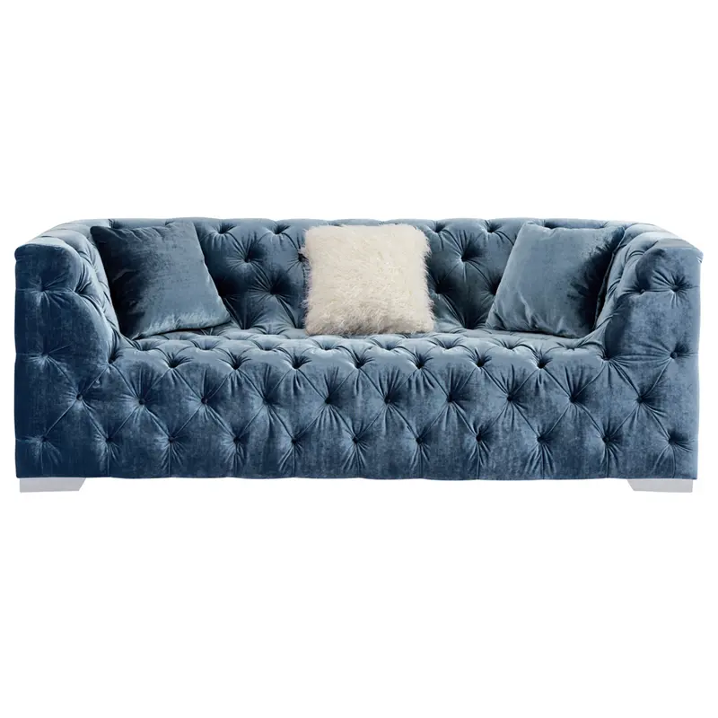 Home Furniture Modern blue Velvet Couch living room Luxury Chesterfield Sofa