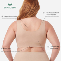 Sujetador sin aros SHANGBINI sin metal, sin costuras, talla grande, bralette adaptable cómodo con borde adherido para estar en casa