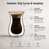Tasses en verre borosilicate à double paroi avec poignée, isolées, résistantes à la chaleur et anti-brûlure, pour café et lait, 80/150/250/350/450 ml