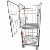 Chariot logistique pliable en treillis métallique, chariot de manutention porte-à-porte, cage de tri mobile à porte néerlandaise pour le stockage en entrepôt