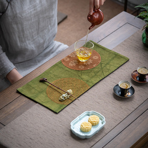 Tapete de Té Retro Chino, Rectangular, de Lona Teñida, para Mesa de Té, Aislante del Calor, Accesorio para la Ceremonia del Té - Product Image 1