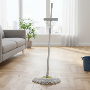 Gizmop Mopa Húmeda Antibacteriana Reutilizable y Duradera de 500g con Cabezal de Algodón en Bucle, Autoescurrible, Palo de Acero Inoxidable, Moderna para Parquet - Product Image 3