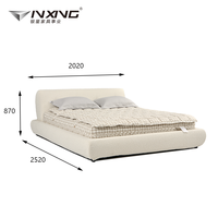 OEM Modernes Weißes Stoffbett mit Edelstahl-Panel-Design Komfortables & Langlebiges Kingsize-Bett für Schlafzimmermöbel