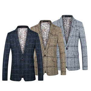Veste de costume décontractée en coton pour <span class=keywords><strong>homme</strong></span> grande taille, motif chevrons rétro, sans repassage, coupe ajustée, <span class=keywords><strong>style</strong></span> gentleman - Product Image 1