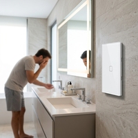 Nouvelle conception d'usine US/AU, interrupteur mural intelligent WiFi filaire/sans fil 1 bouton avec panneau en verre pour Tuya Smart Life Alexa Google Home