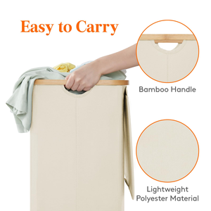 <b>Large</b> Durable Storage <b>Basket</b> with Handles Customizable Size Bamboo Laundry Hamper for Clothes and Toys - Product Image 4