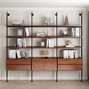 Estante de Almacenamiento de Madera Maciza Moderna y Minimalista de Múltiples Niveles, Estantería de Hierro Forjado para Libros, para Sala de Estar - Product Image 1