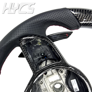 Volante Deportivo de Cuero y Fibra de Carbono Compatible con <span class=keywords><strong>Mercedes</strong></span> Benz W205 W213 Clase C E GLC CLE GLE E300 C260 350 - Product Image 4