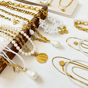 Ensemble de colliers de perles à la mode en acier inoxydable pour femmes comprenant un pendentif lettre <span class=keywords><strong>carte</strong></span> Nicaraqua ours en peluche perle - Product Image 4