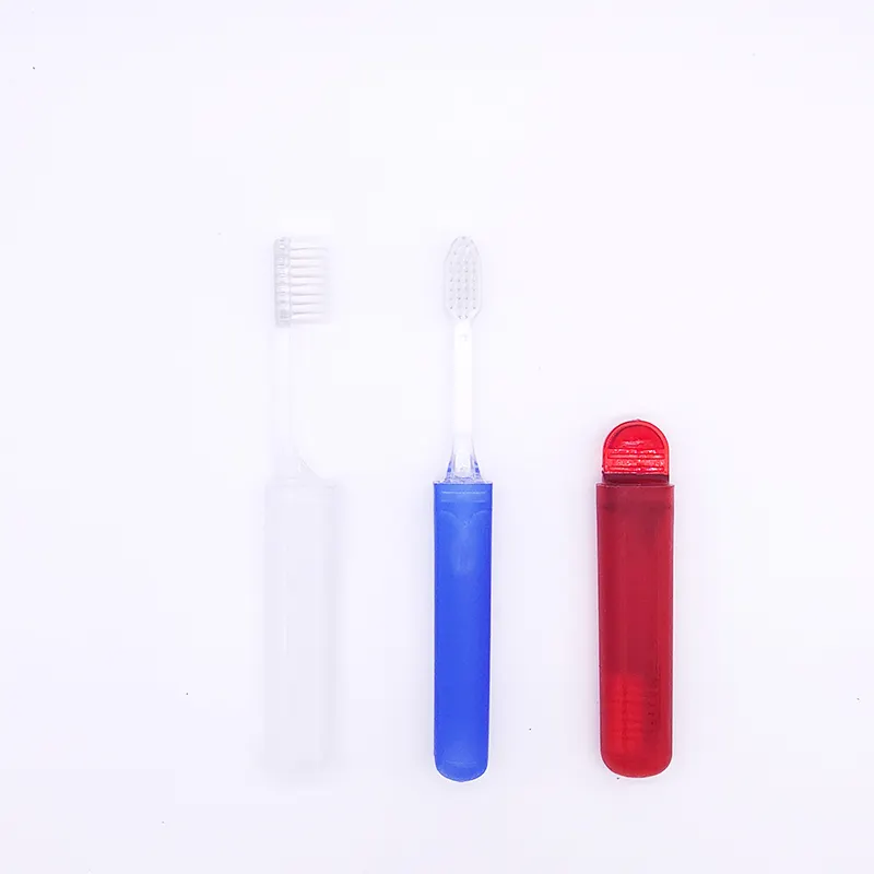 Wholesale custom logo adult foldable replaceable pocket portable travel toothbrush for camping hiking outdoor