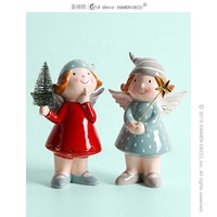 Décoration de vacances en céramique Mini fille ailes d'ange décorations de noël d'intérieur