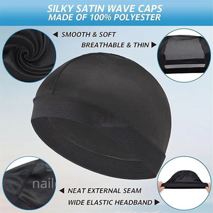 Casquette de cyclisme en tissu soyeux avec logo personnalisé pour les modèles 360, 540, 720 Waves – Durag doux et respirant, bonnet, couvre-chef, chapeau de sport d'extérieur - Product Image 4
