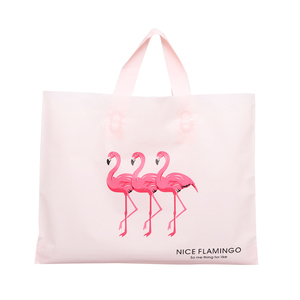 High Quality Pink Flamingo Printed Plastic Shopping Bag Promotional Gift Plastic Bag With Handle