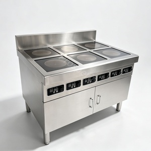 Cuisinière à induction professionnelle 6 foyers, type armoire en acier inoxydable, pour cuisine de restauration - Product Image 2