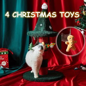 Griffoir pour chat avec 4 jouets en peluche suspendus - Alternative à l'arbre de Noël Offrez à votre chat un jouet et un griffoir en un seul - Product Image 5