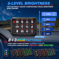 Panneau de commande tactile multifonction 10 boutons, contrôle par application, barre lumineuse, phare antibrouillard, ventilateur, 12 feux LED auxiliaires, tout-terrain, nouveau, DC 12-24V