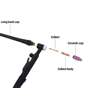 Torche TIG TRUSOXIN WP17FV, arc tungstène, 2,5 m, refroidie à l'air argon, tête flexible noire, ensemble d'accessoires pour torche - Product Image 3