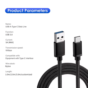 สายถักไนลอน USB3.0A ชาย TYPE C สายเคเบิลข้อมูลการส่งข้อมูลสูงอเนกประสงค์สายเคเบิลใหม่สำหรับชาร์จโทรศัพท์คอมพิวเตอร์ USB 3.0 - Product Image 6