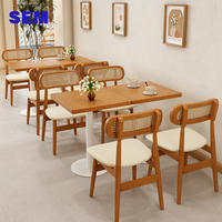 Table à manger rectangulaire de luxe SEM avec 4 chaises, table de restaurant en bois pour café, restaurant de restauration rapide, mobilier de restaurant