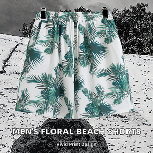 กางเกงขาสั้นชายหาดฤดูร้อนสำหรับผู้ชาย ผ้าถักเนื้อนุ่ม ระบายอากาศได้ดี มีเชือกผูกเอว สไตล์จีน ทรงครอป ผ้าไหมน้ำแข็ง แห้งเร็ว ทันสมัย ใส่สบาย - Product Image 4