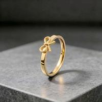 Bague nœud papillon en acier inoxydable 316L plaqué or 18 carats, résistante au ternissement, élégante, polyvalente, fine, pour femme
