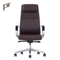 Fauteuil de bureau exécutif Furicco en cuir, design européen moderne, noir, dossier haut, écologique, mécanisme synchronisé