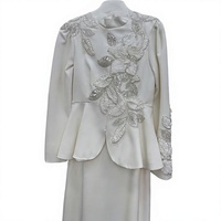 Conjunto Elegante de Dos Piezas con Cuentas para Mujer, Estilo Modesto para Eid Mubarak, Vestido de Fiesta de Manga Larga con Bordado de Flores 3D y Pedrería