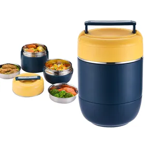 New Style 304 Stainless Steel Heat Preservation Round Lunch Food Bento Lid With Handle Box Snack Vacuum Food Container